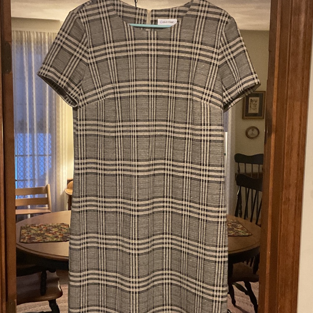 Calvin Klein check dbl knit sheath dress